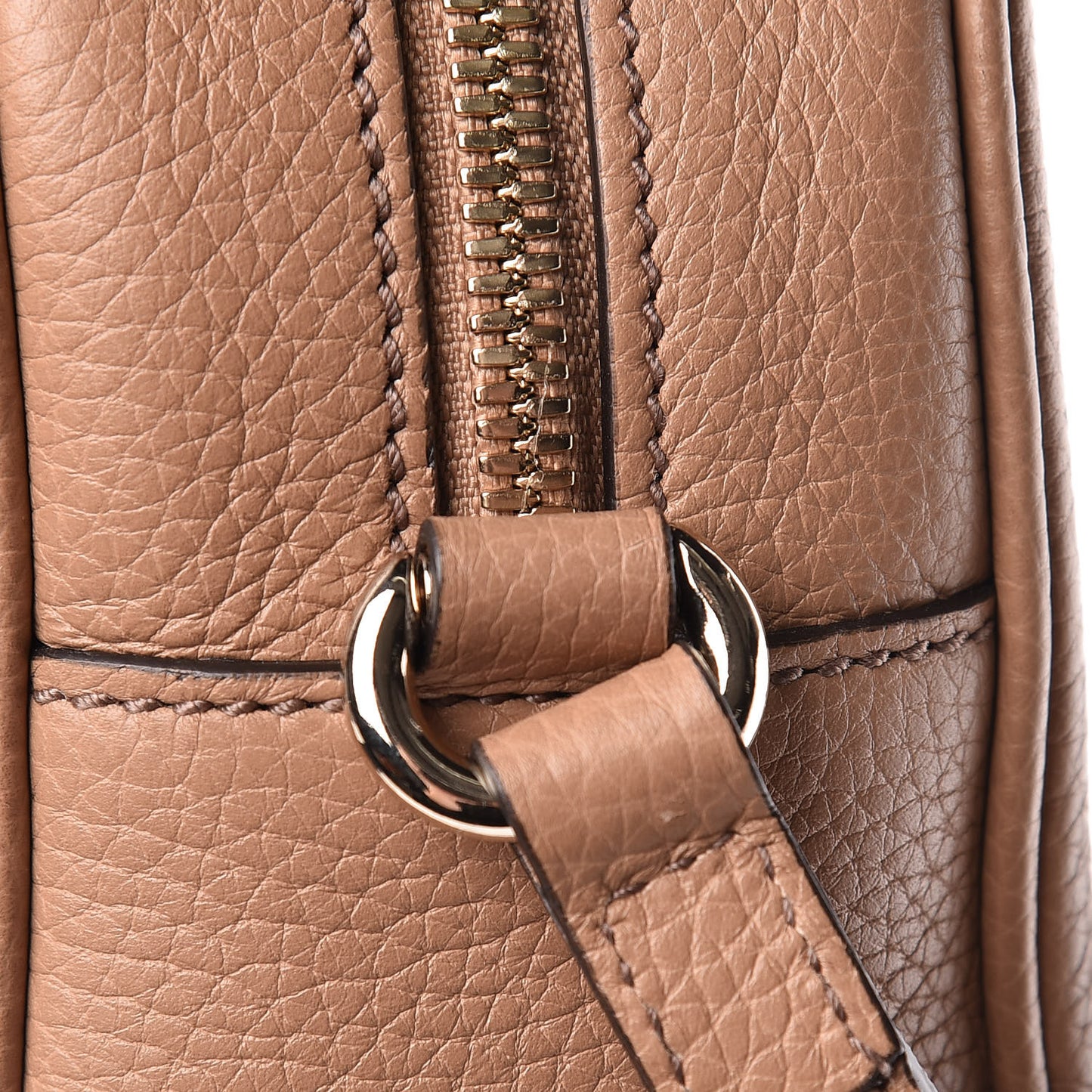 Pebbled Calfskin Small Soho Disco Bag Camelia