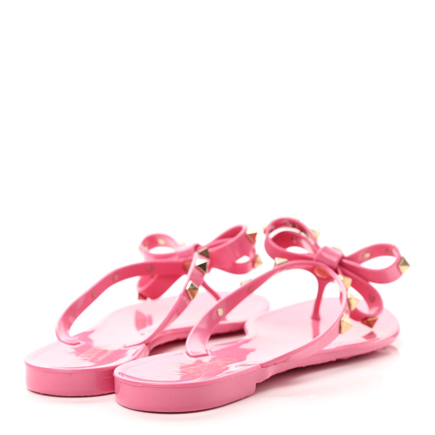Valentino Garavani PVC Jelly Rockstud Bow Thong Sandals 35 Sweet Pink 4 of 7
