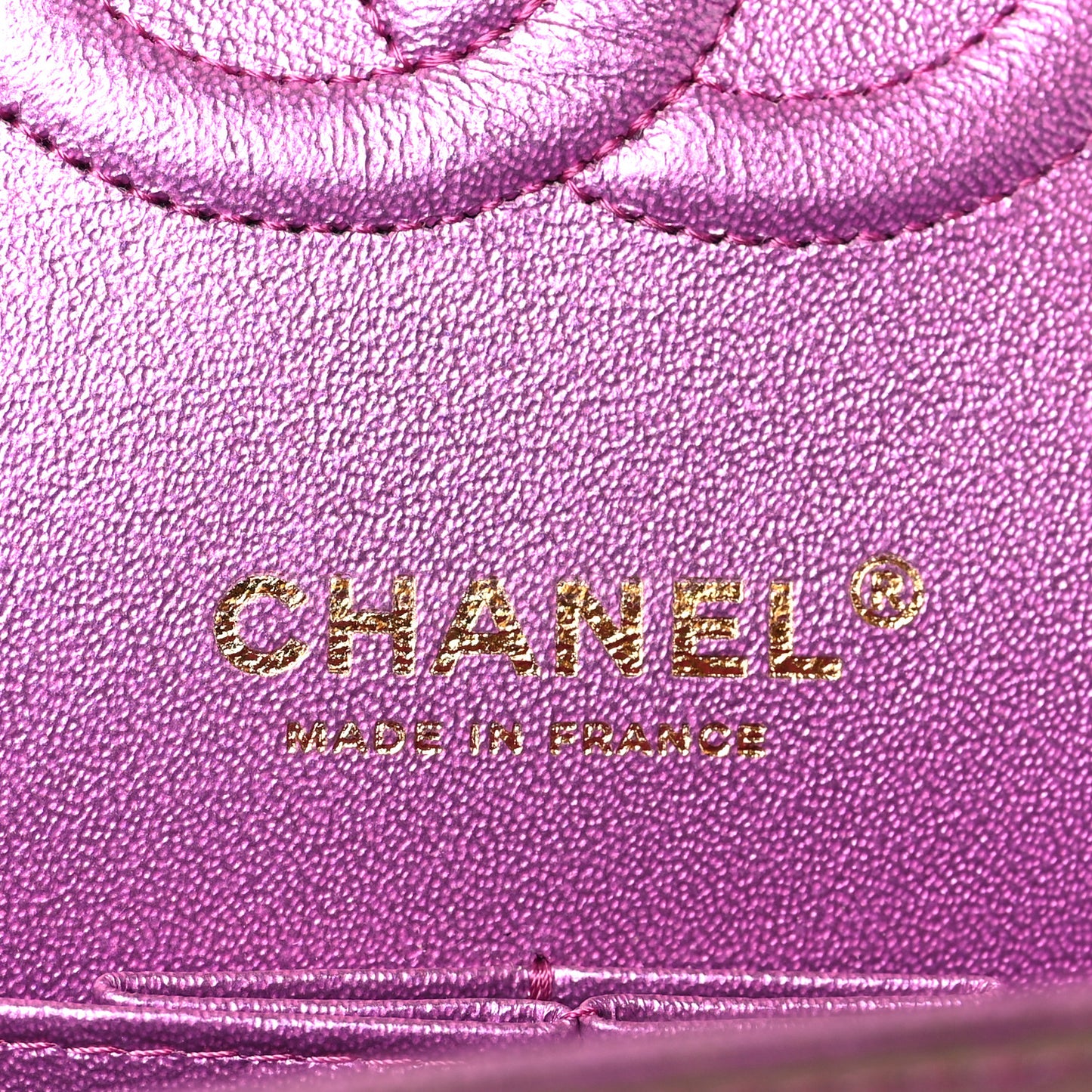 Iridescent Lambskin Quilted Medium Double Flap Purple