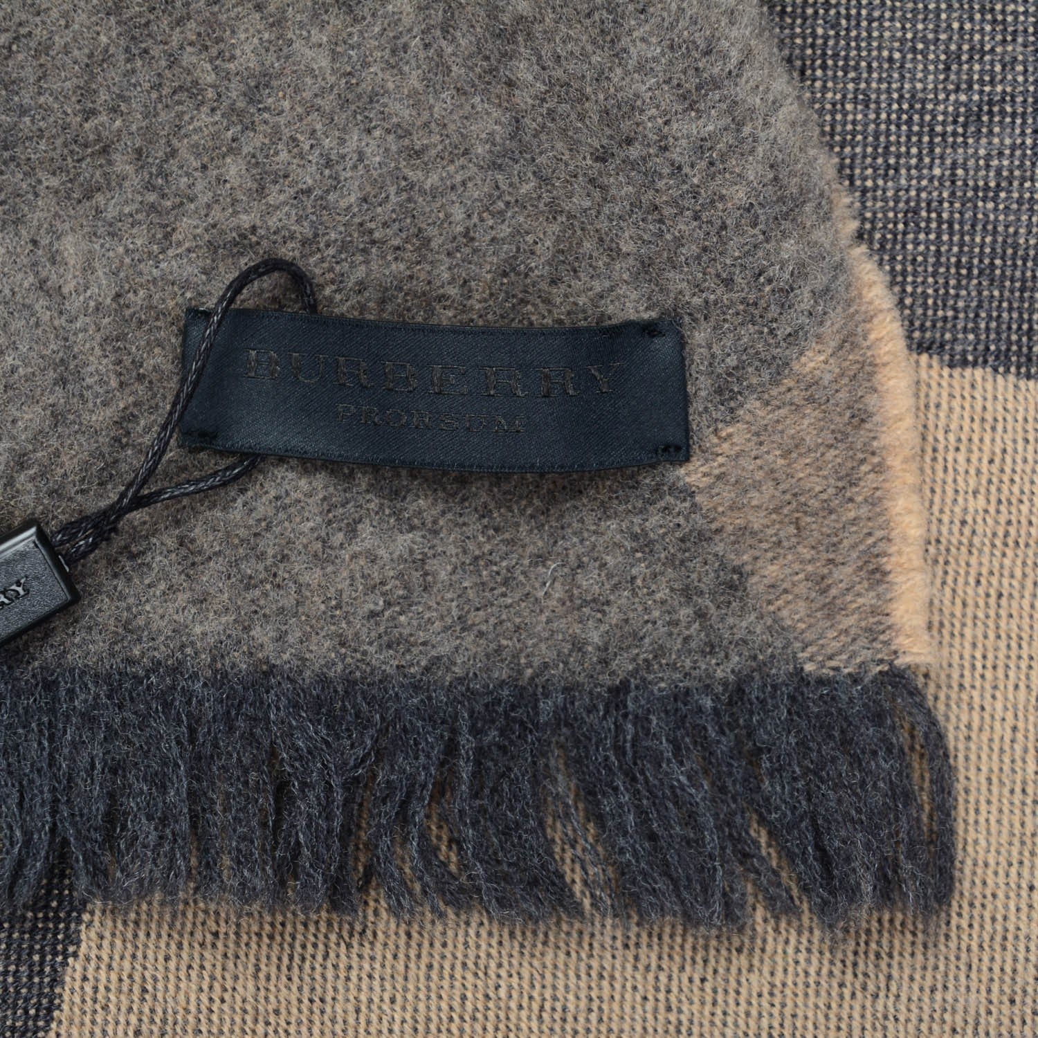 Burberry Cashmere Camoflauge Fringe Scarf Camel 4 of 4