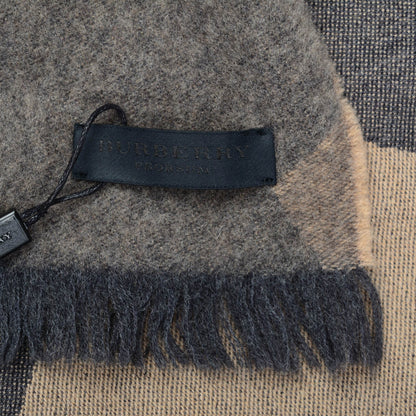 Burberry Cashmere Camoflauge Fringe Scarf Camel 4 of 4
