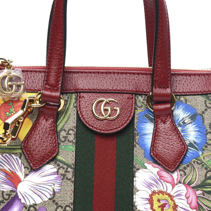 Gucci GG Supreme Monogram Flora Web Small Ophidia Tote Bag Red 10 of 10