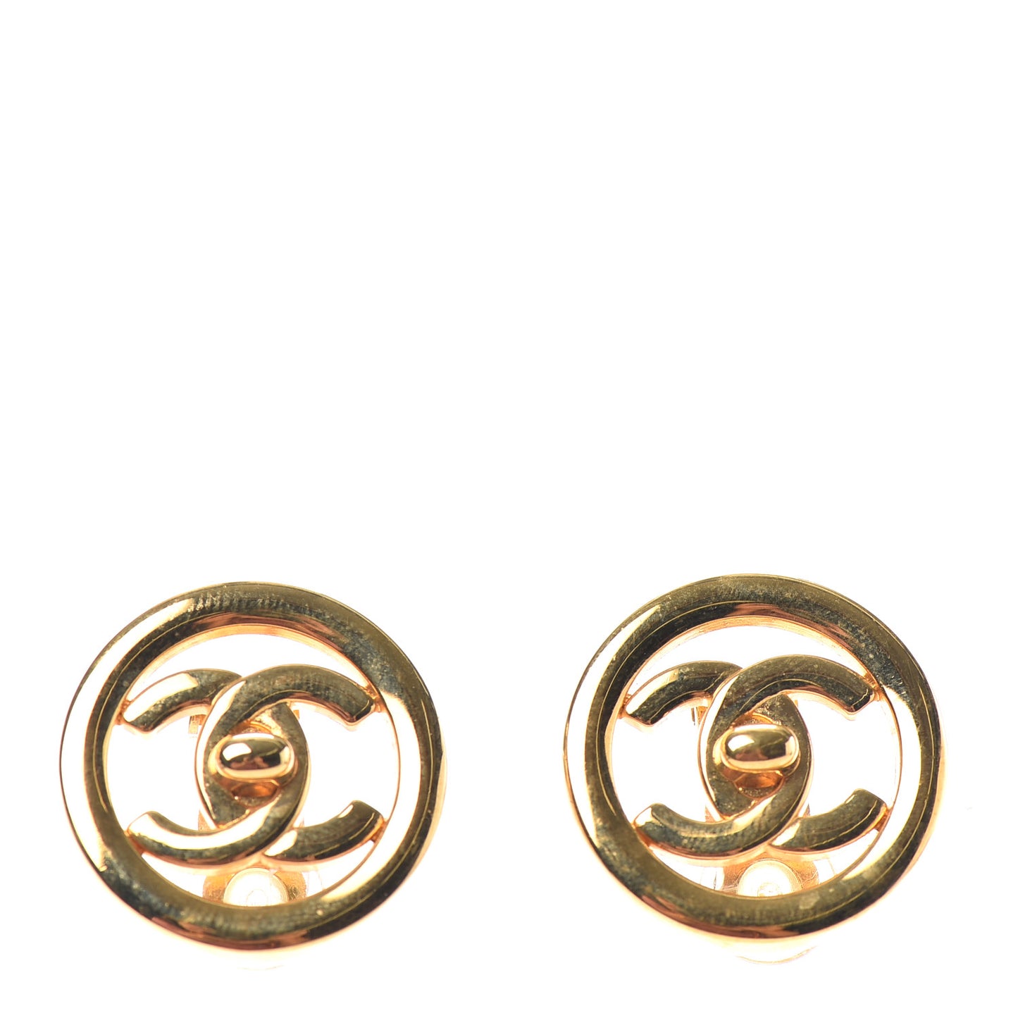 Turnlock Large Clip On Earrings Gold