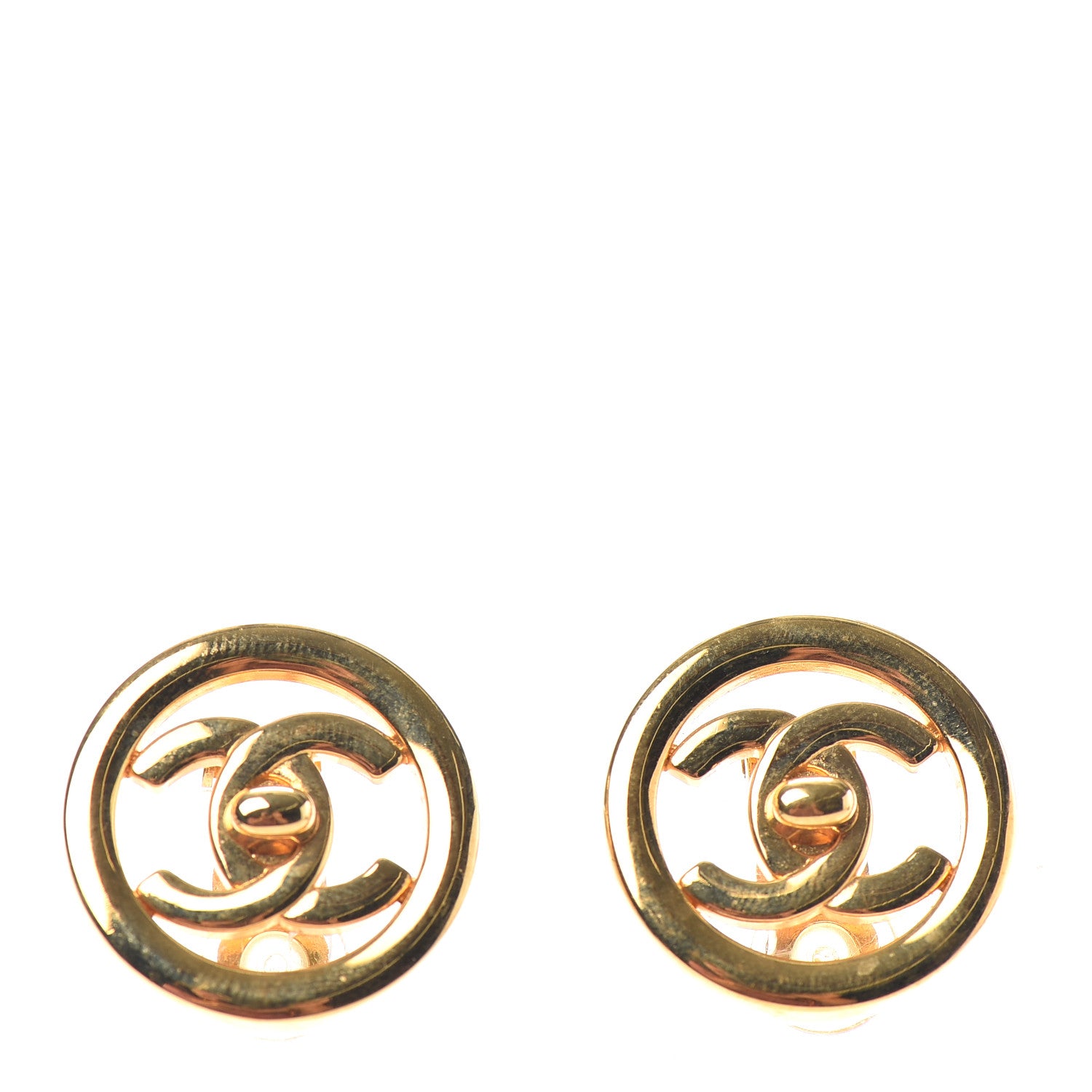 Chanel Turnlock Large Clip On Earrings Gold 1 of 4