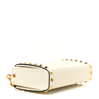 Valentino Garavani Grainy Calfskin Rockstud Clutch Light Ivory 4 of 13