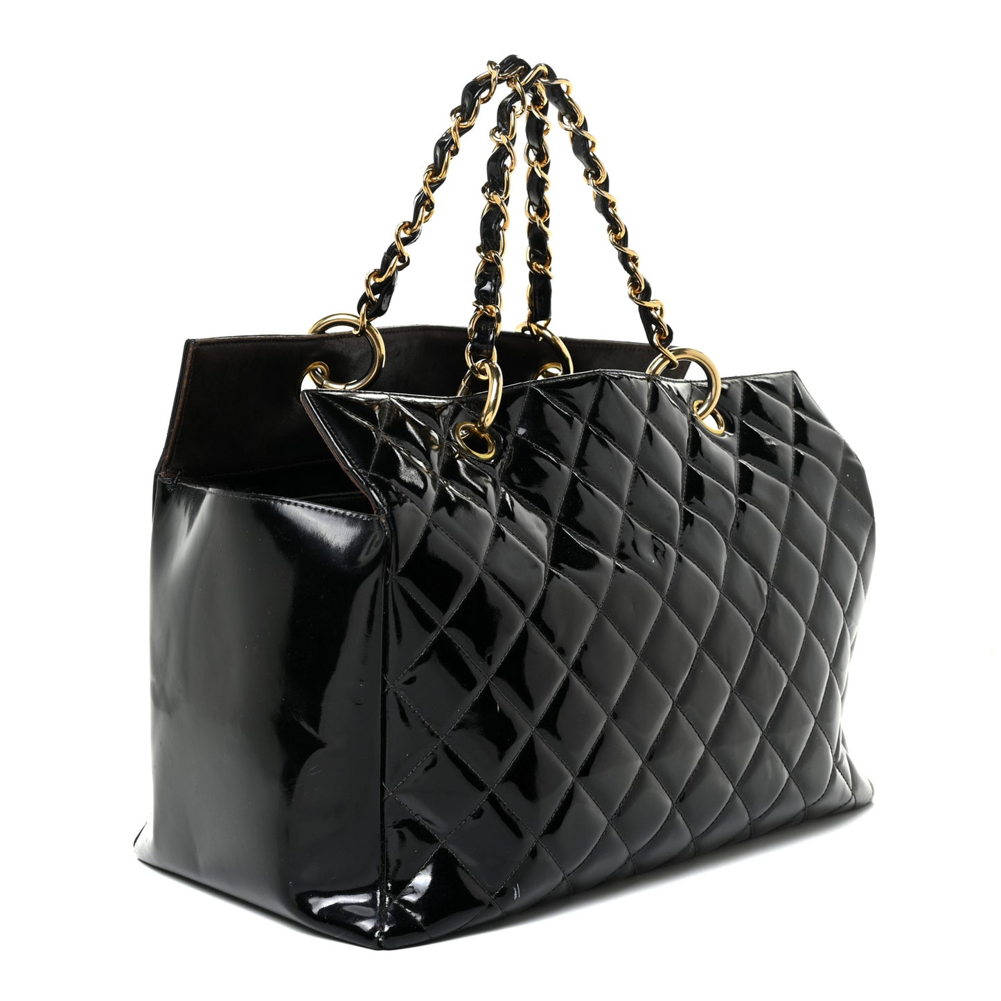 Patent Quilted Timeless CC Tote Black