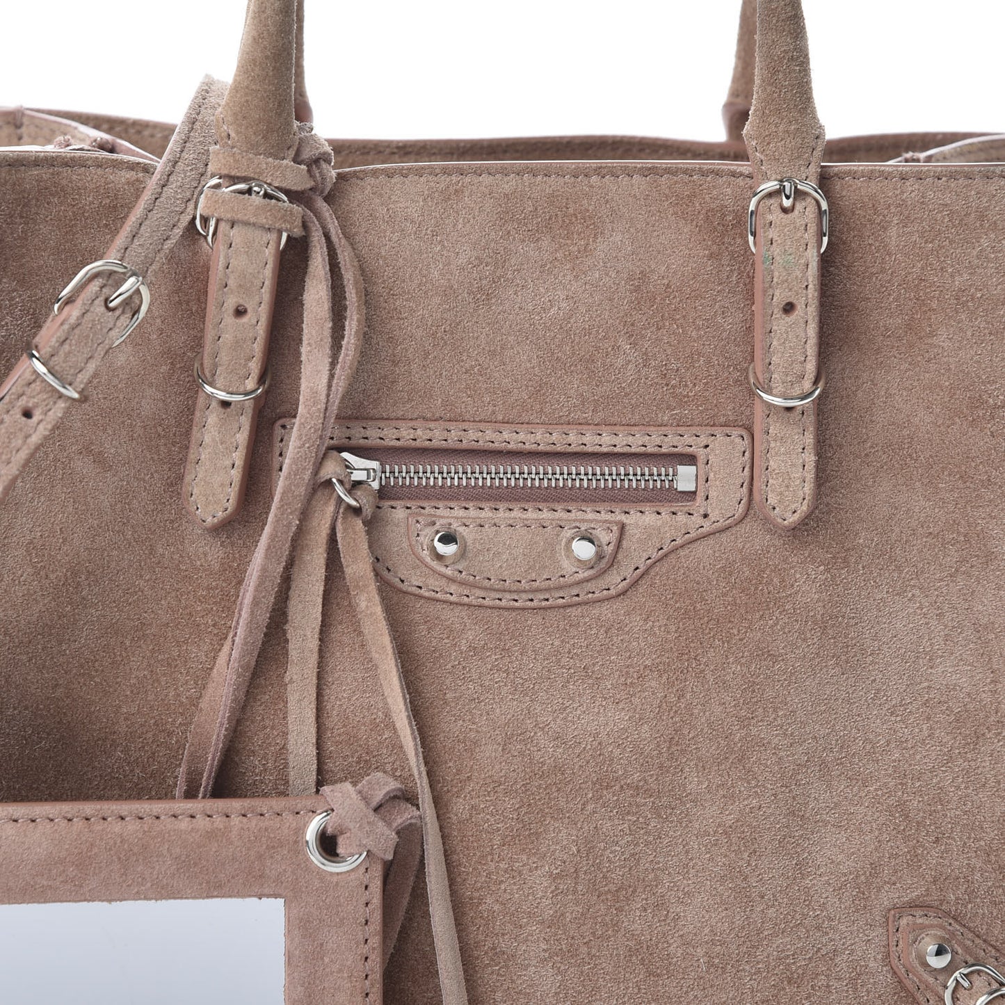 Baby Daim Calf Suede Papier Mini A4 Zip Around Tote Bois De Rose