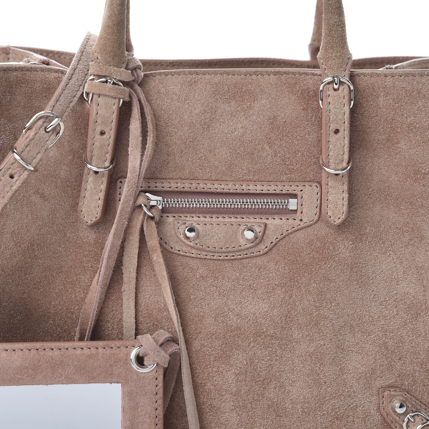 Balenciaga Baby Daim Calf Suede Papier Mini A4 Zip Around Tote Bois De Rose 10 of 11