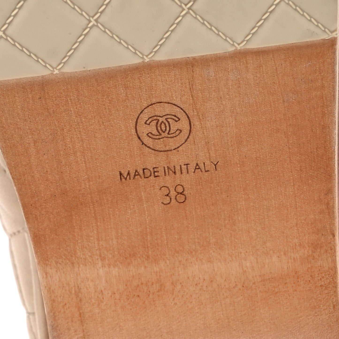 Lambskin Quilted CC Clogs 38 Beige