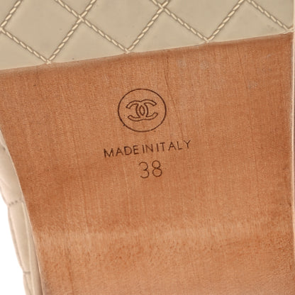 Chanel Lambskin Quilted CC Clogs 38 Beige 8 of 15