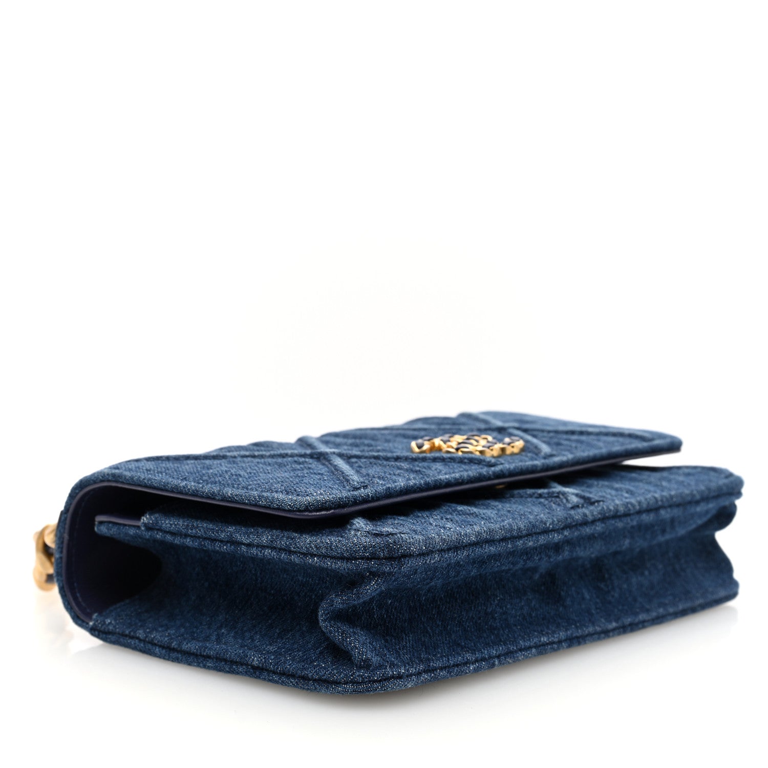 Chanel Denim Quilted Chanel 19 Wallet On Chain WOC Blue 4 of 11