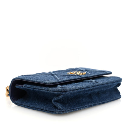 Chanel Denim Quilted Chanel 19 Wallet On Chain WOC Blue 4 of 11