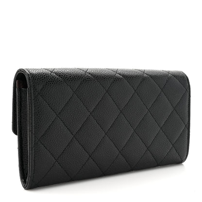 Chanel Caviar Quilted Large Gusset Flap Wallet Black 3 of 8