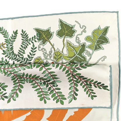 Hermes Silk Le Jardin Des Peintres Double Face Scarf 90 White Vert Orange Cuit 4 of 4
