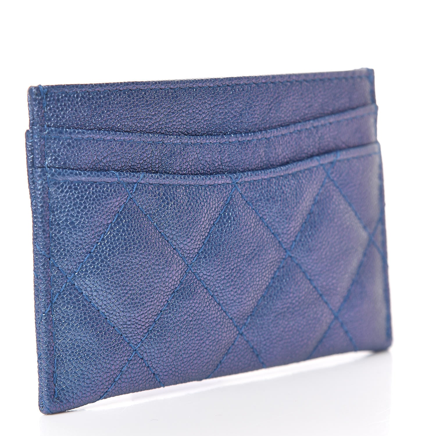 Chanel Iridescent Caviar Quilted Card Holder Dark Blue 3 of 9