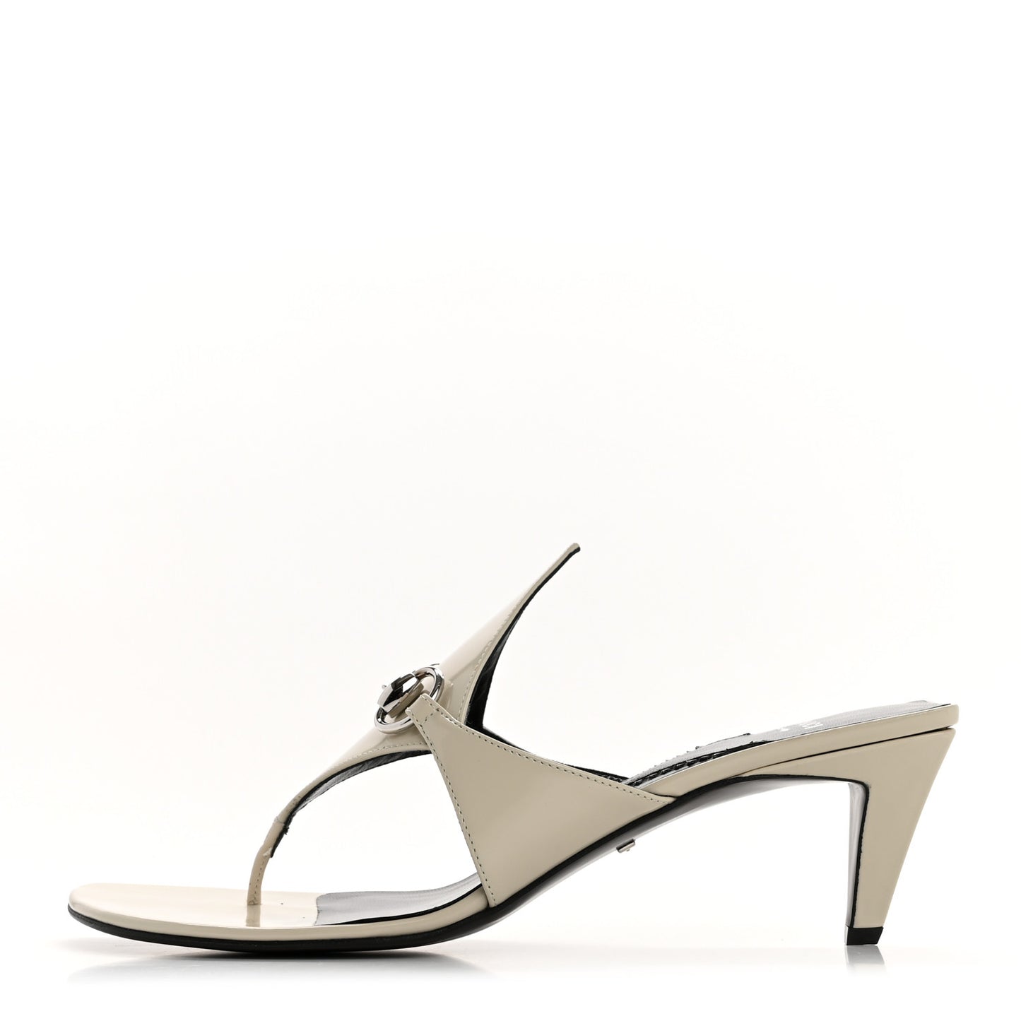 Patent Mariame Horsebit 55mm Mule Slide Sandals 39.5 Mystic White
