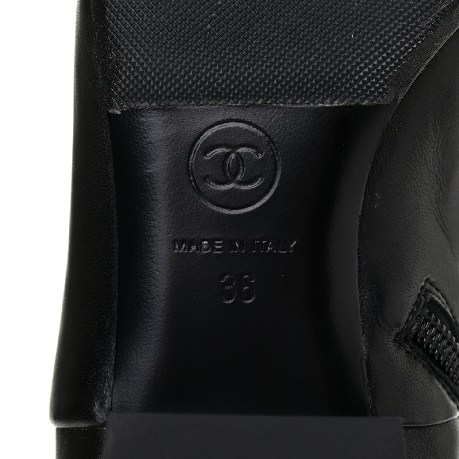 Chanel Lambskin Patent Pearl Cap Toe Short Boots 36 Black 7 of 8