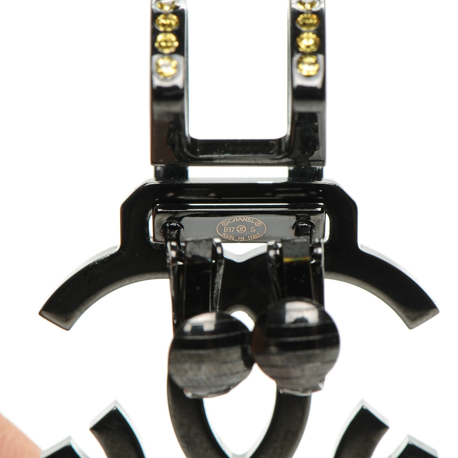 Chanel Crystal CC Clip On Earring Black Yellow 4 of 4