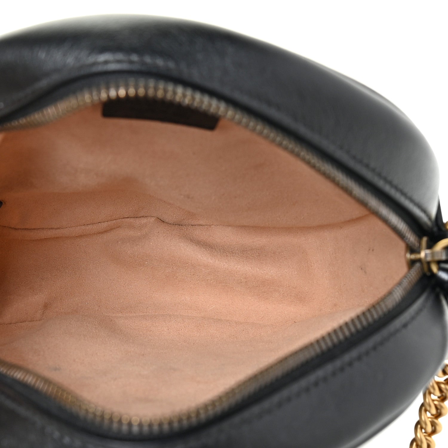 Gucci Azalea Calfskin Matelasse Heart Mini GG Marmont Round Shoulder Bag Black 5 of 13