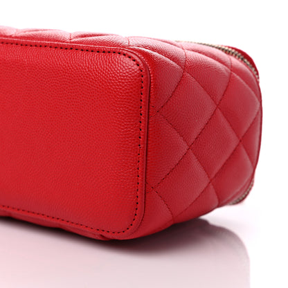 Chanel Caviar Quilted Small Vanity Case With Chain Red 9 of 9