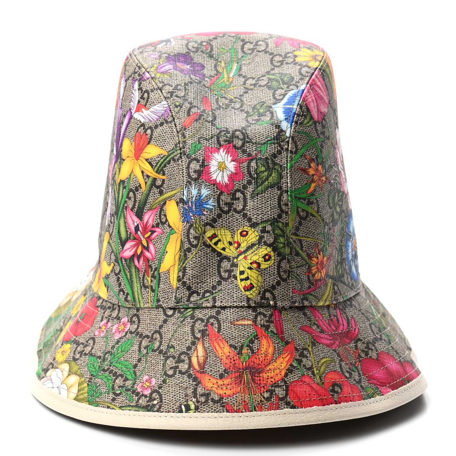 Gucci GG Supreme Monogram Flora Fedora Hat XL White 3 of 9