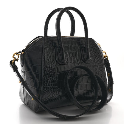 Givenchy Calfskin Crocodile Embossed Mini Antigona Black 3 of 10