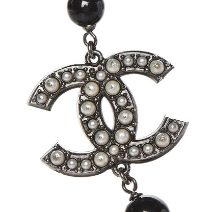 Chanel Ruthenium Pearl Beaded CC Short Necklace Black 5 of 5