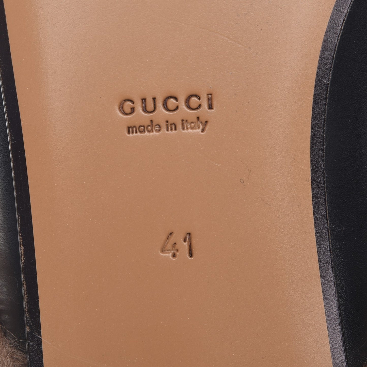 Calfskin Fur Princetown Slippers 41 Black