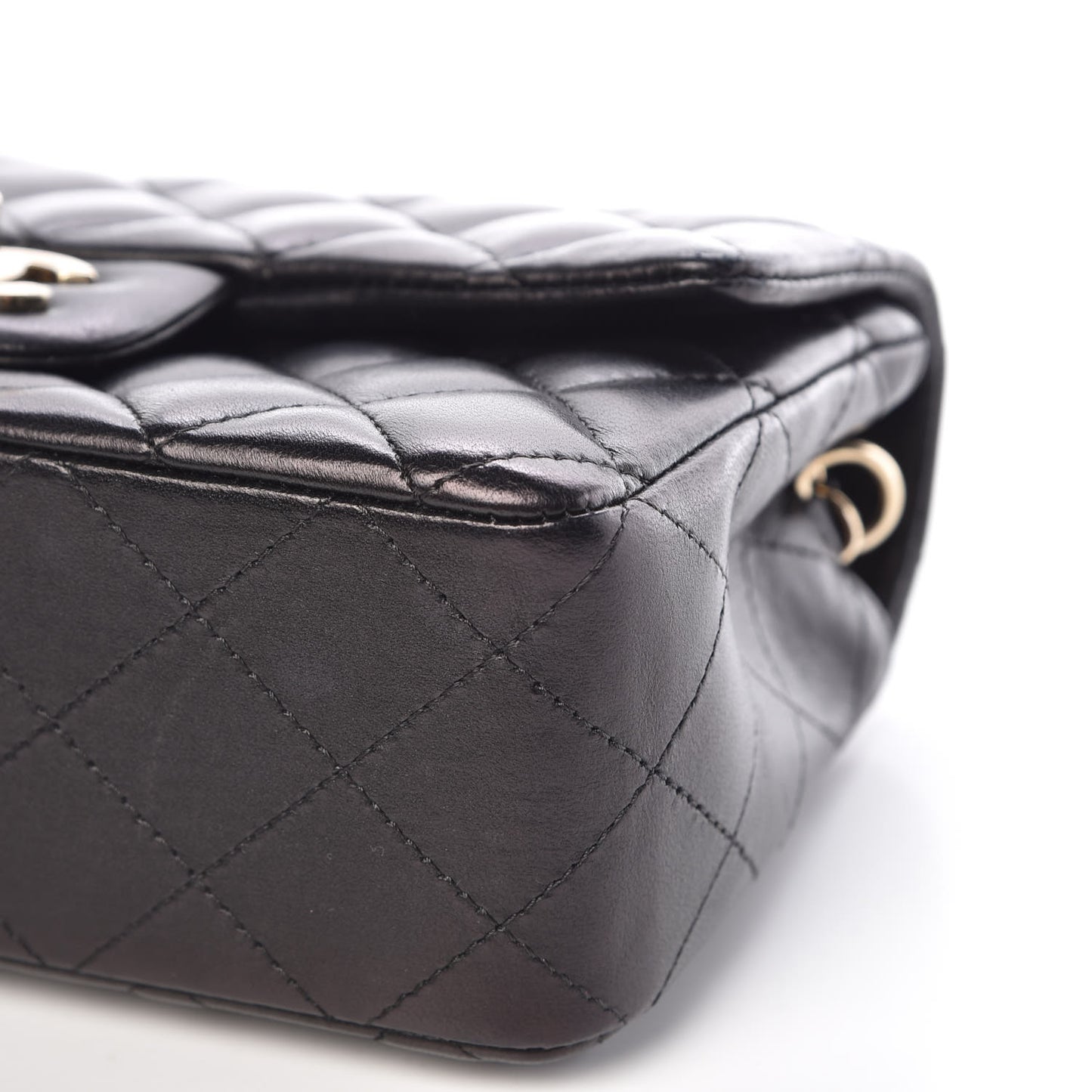 Lambskin Quilted Mini Rectangular Flap Black