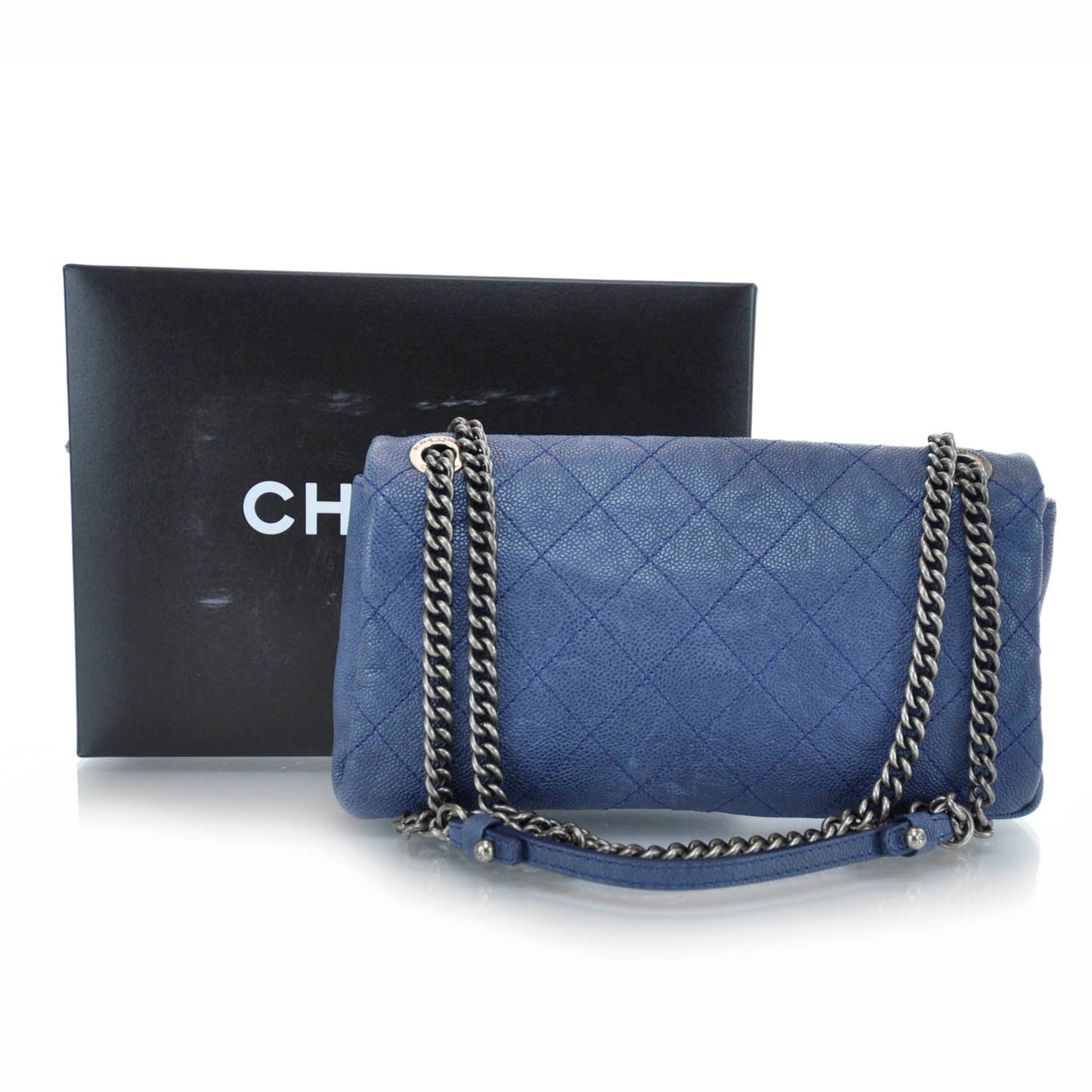 Caviar Quilted Medium Simply CC Flap Blue