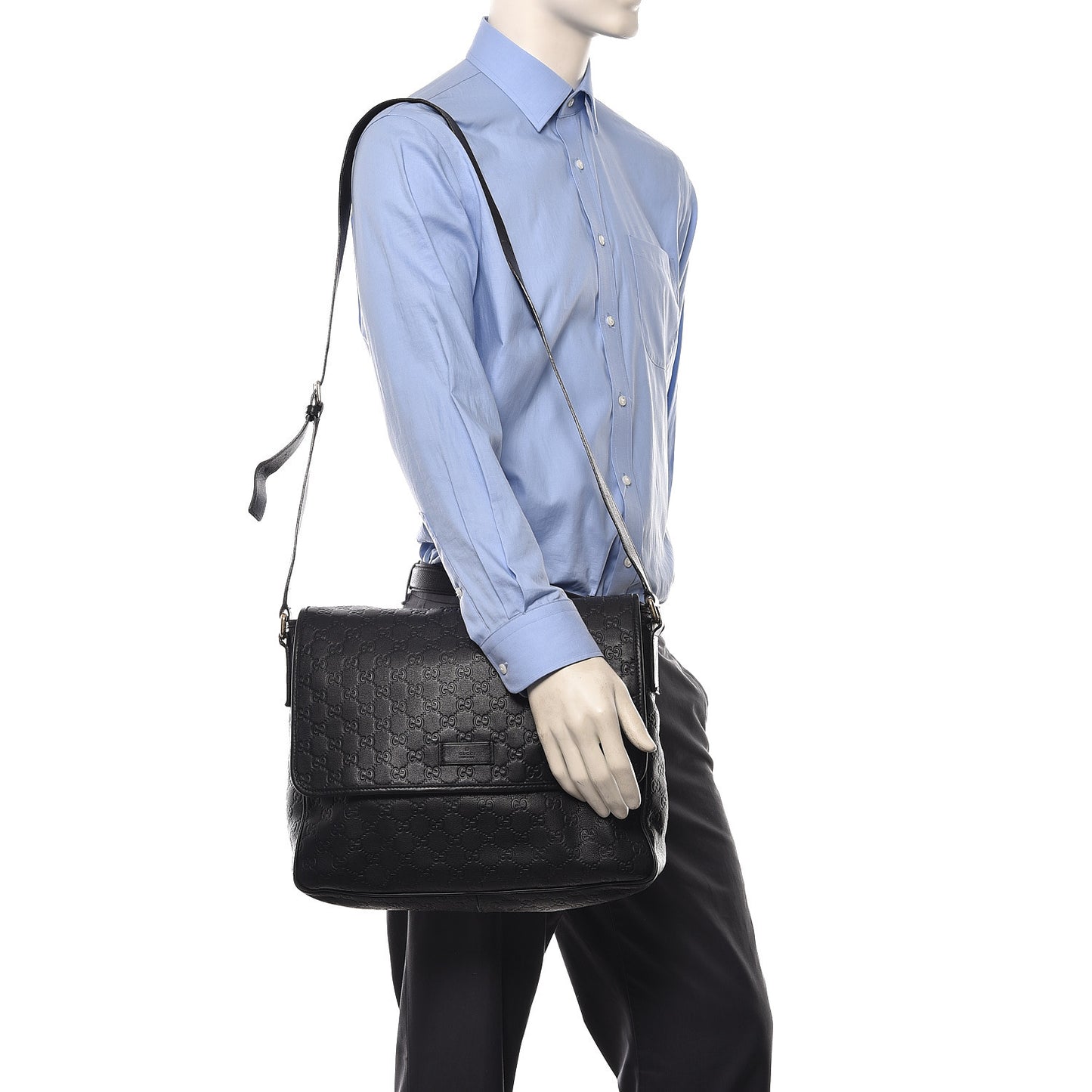 Guccissima Medium Flap Messenger Bag Black
