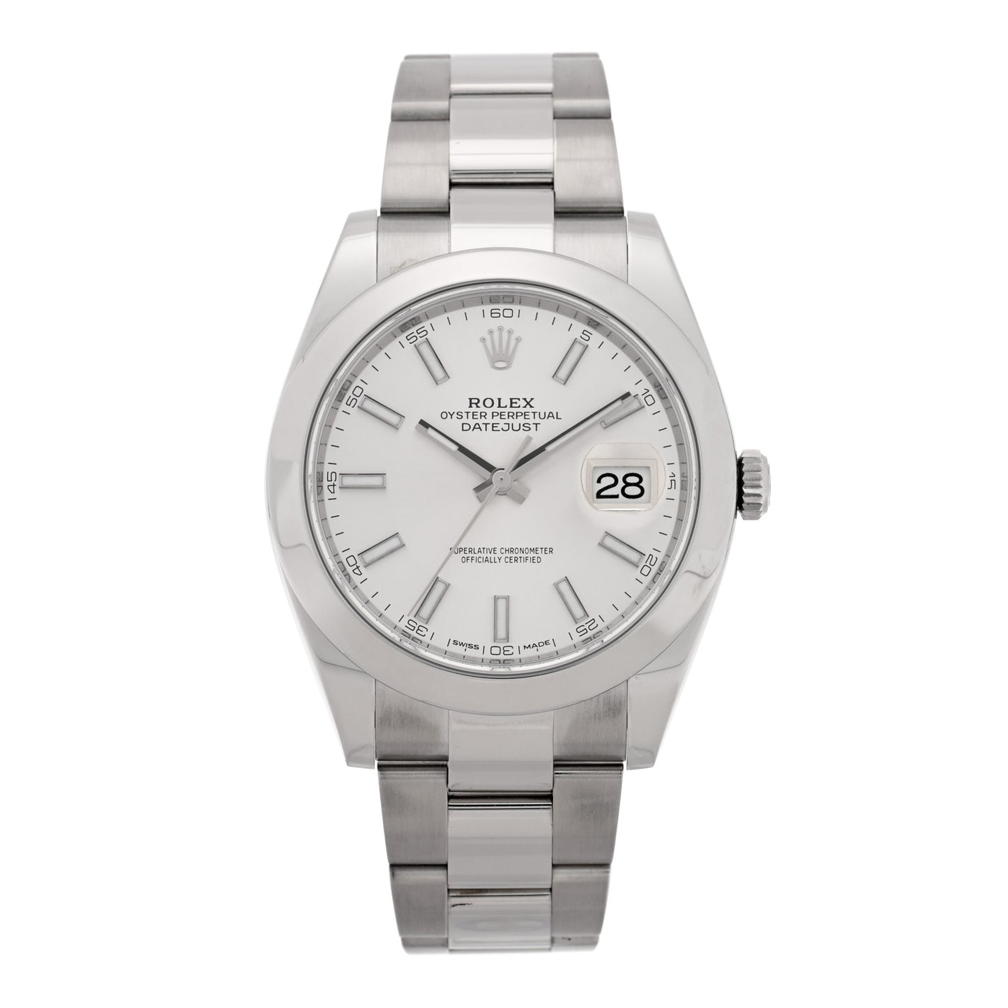 Stainless Steel 41mm Oyster Perpetual Datejust Watch Silver 126300