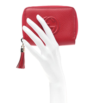 Gucci Pebbled Calfskin Soho Compact Disco Zip Around Wallet Tabasco Red 2 of 10