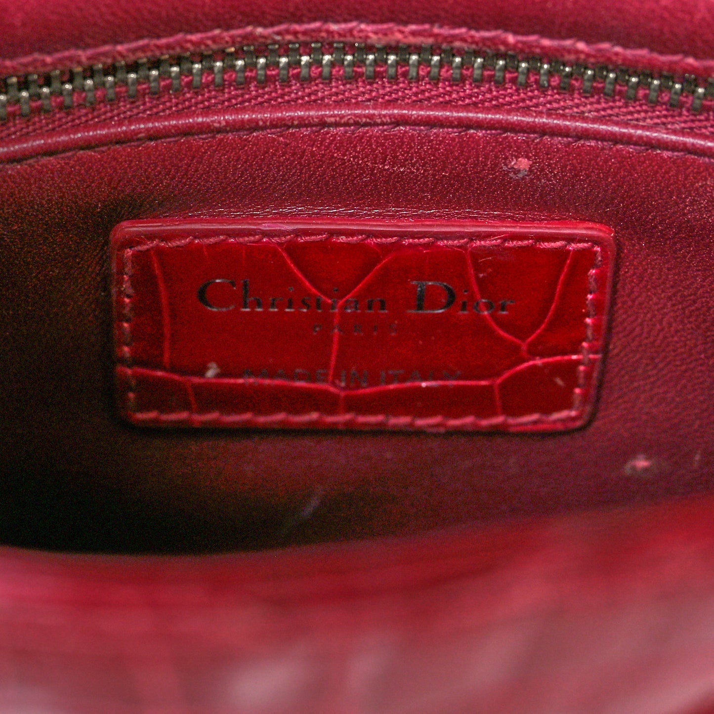 Alligator Mini Lady Dior Dark Pink