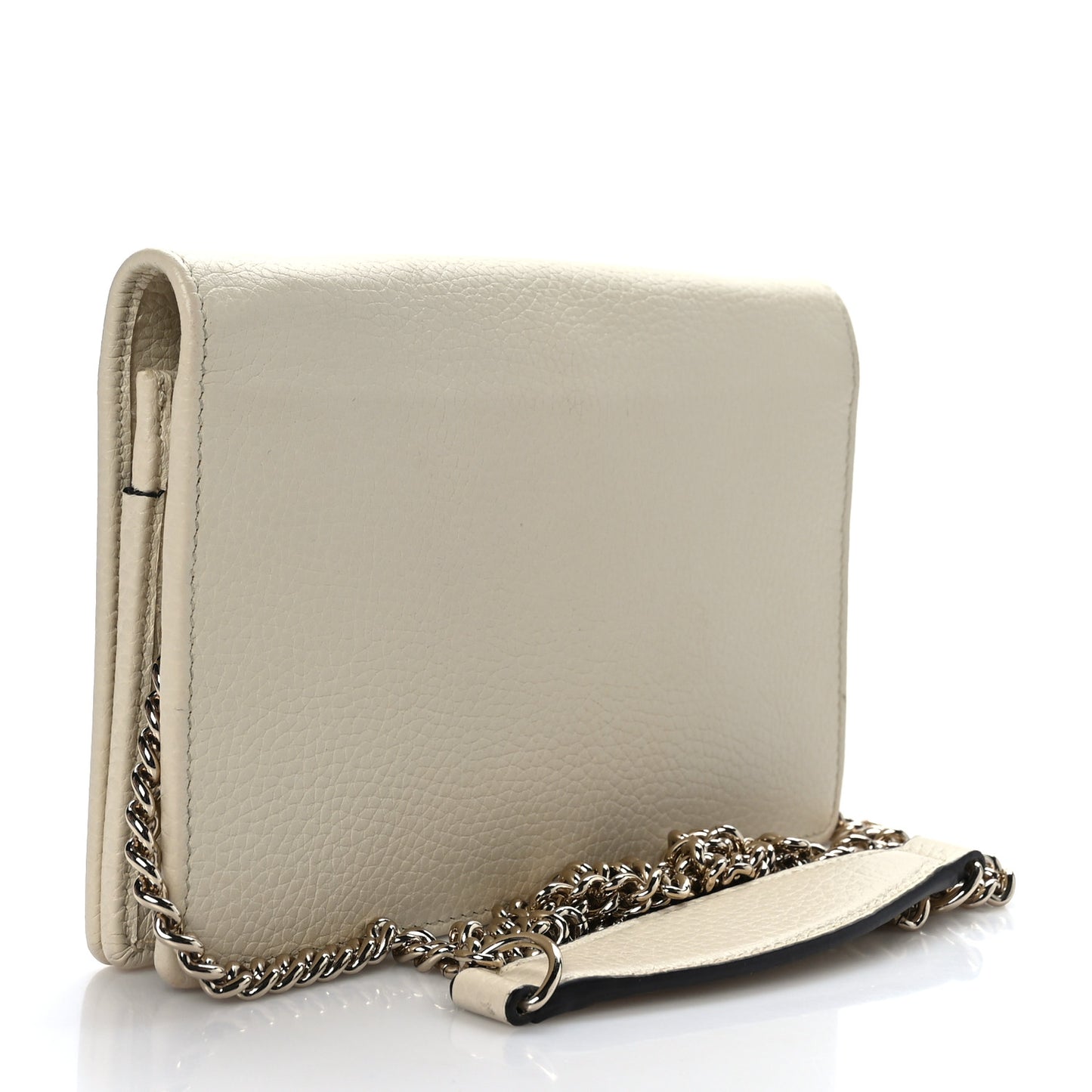 Pebbled Calfskin Soho Wallet on Chain Ivoire