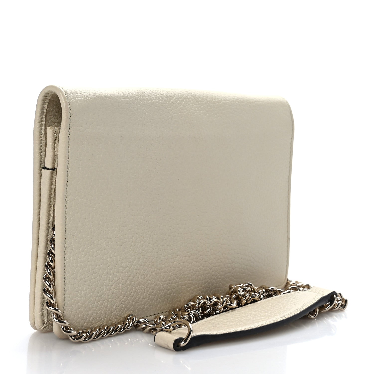 Gucci Pebbled Calfskin Soho Wallet on Chain Ivoire 3 of 9