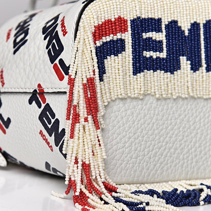 Fendi X FILA Calfskin F is Fendi Mania Fringe Mini Mon Tresor Bucket Bag White 9 of 10
