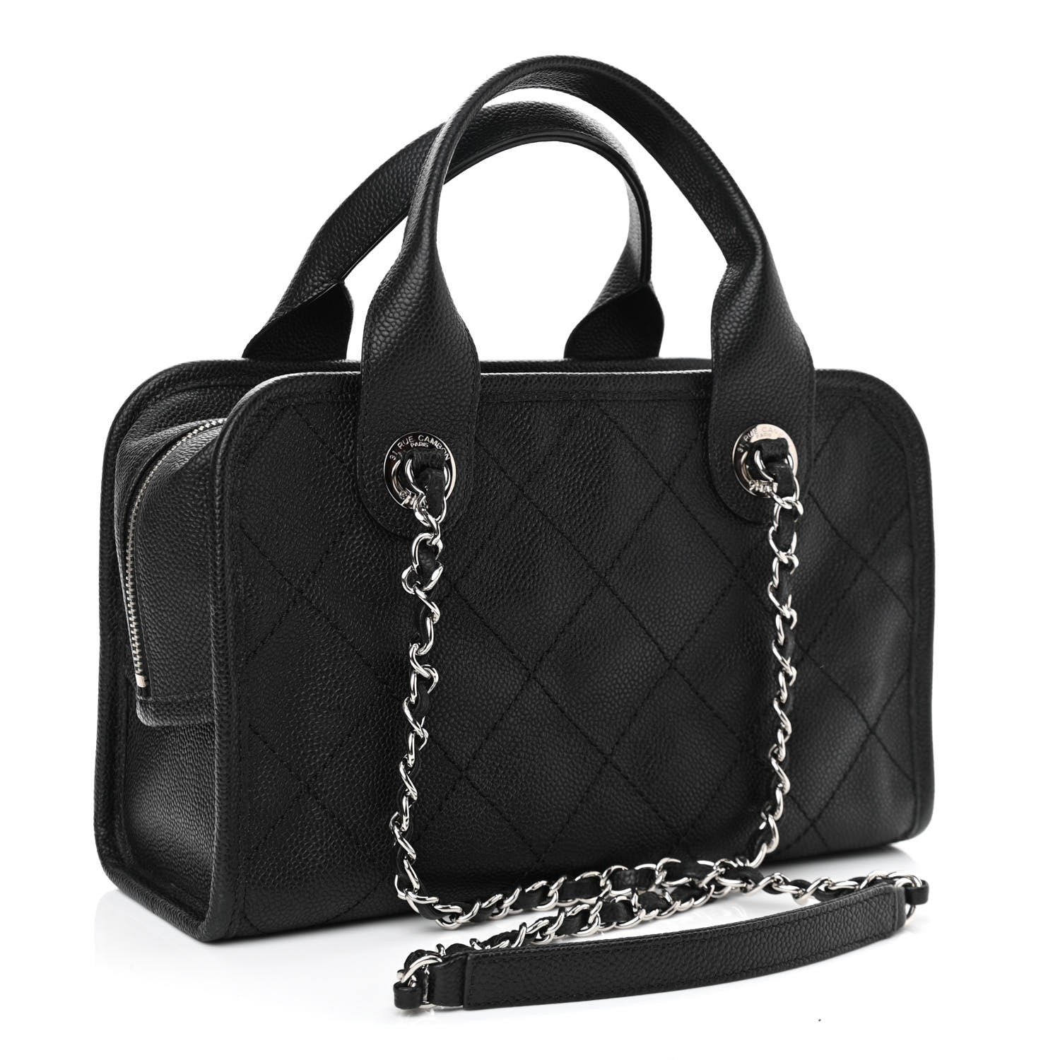 Chanel Caviar Quilted Small Deauville Bowling Bag Black 3 of 13