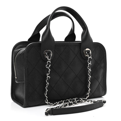 Chanel Caviar Quilted Small Deauville Bowling Bag Black 3 of 13