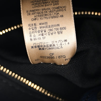 Burberry Derby Calfskin House Check Medium Banner Tote Ink Blue 7 of 13
