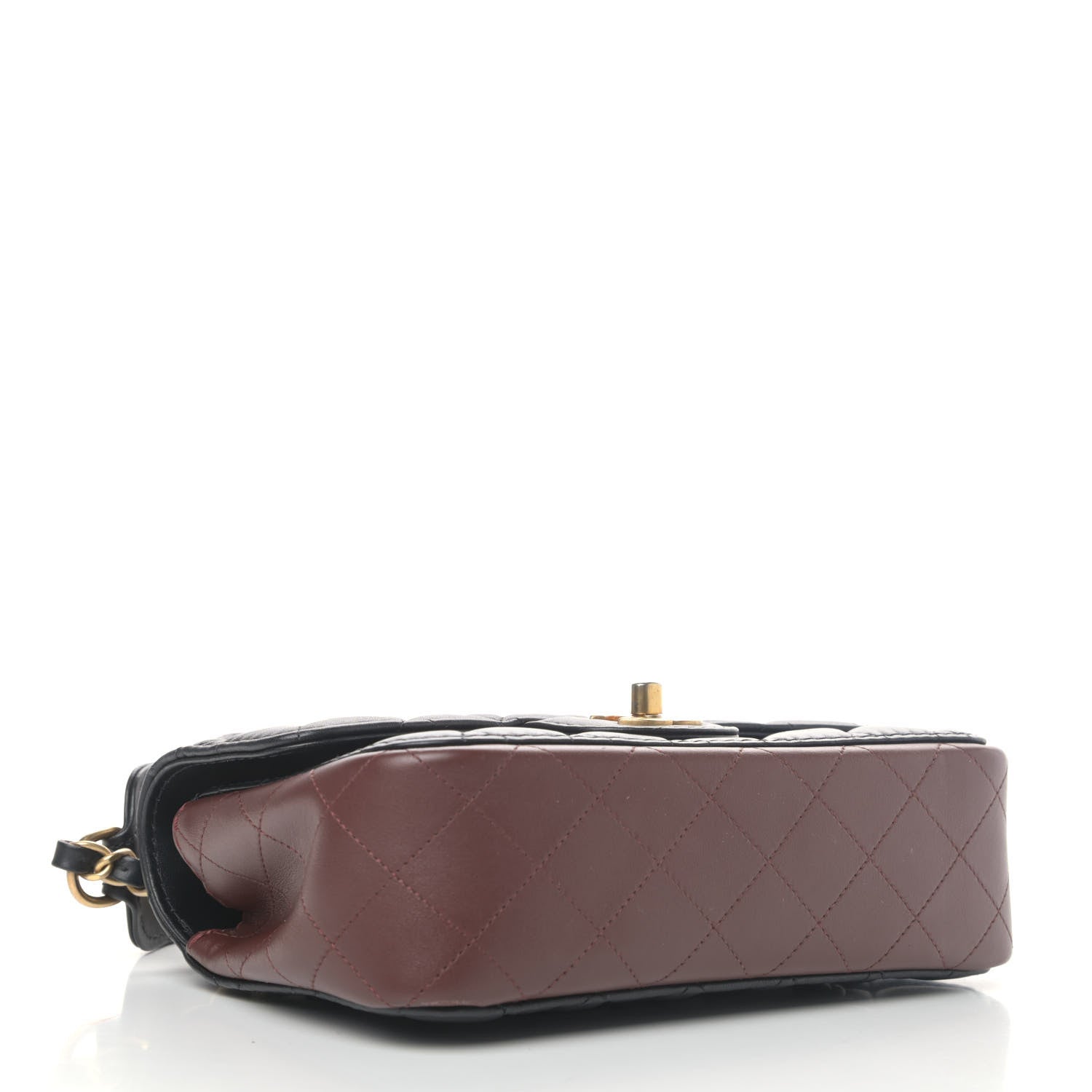 Chanel Calfskin Quilted Small Strap Into Flap Bag Black Brown 3 of 5