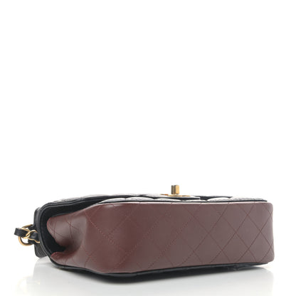 Chanel Calfskin Quilted Small Strap Into Flap Bag Black Brown 3 of 5