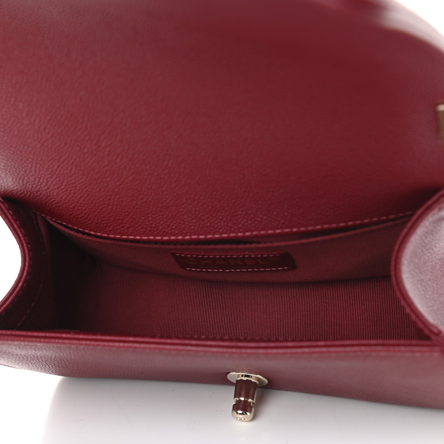 Caviar Quilted Small Boy Flap Burgundy