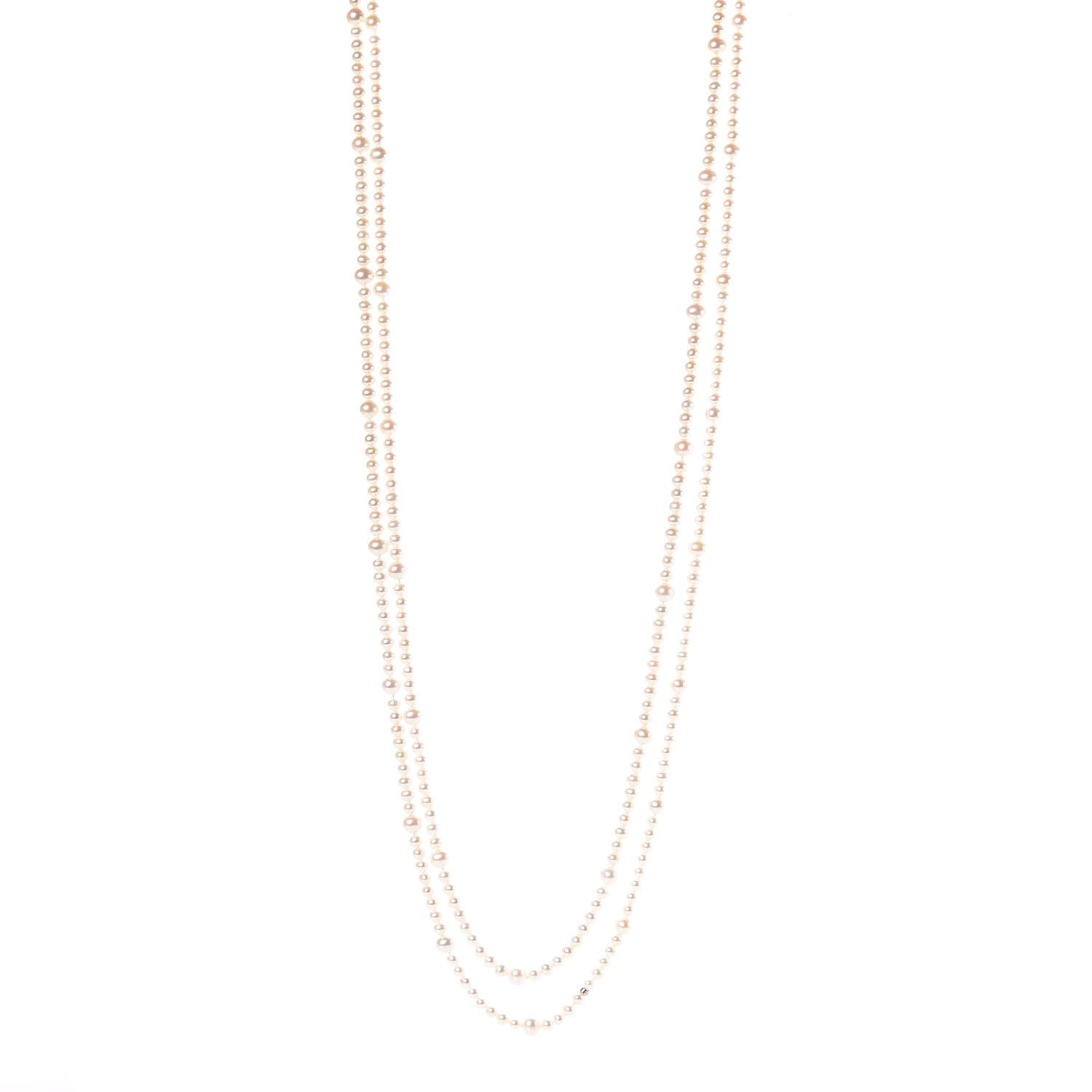 Tiffany Sterling Silver Freshwater Pearl 5-8mm Ziegfeld Necklace 87" 1 of 5