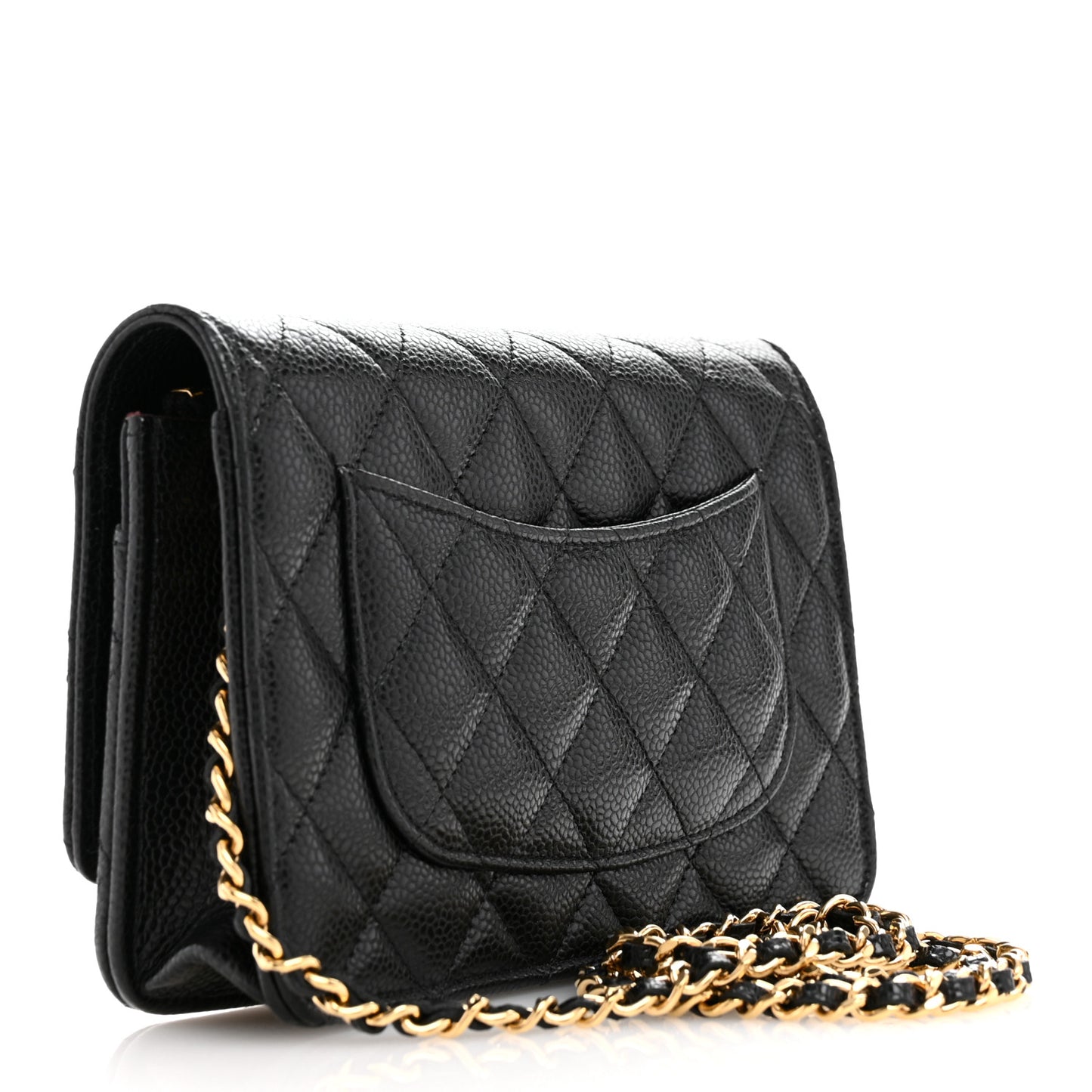 Caviar Quilted Wallet on Chain WOC Black