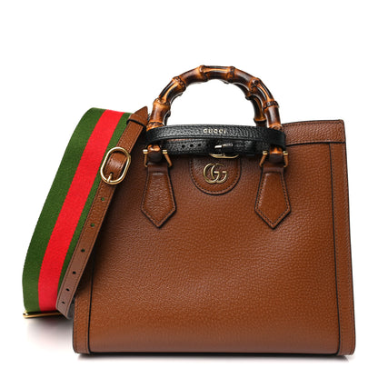 Gucci Textured Dollar Calfskin Web Small Diana Tote Bag Cuir Black 1 of 11