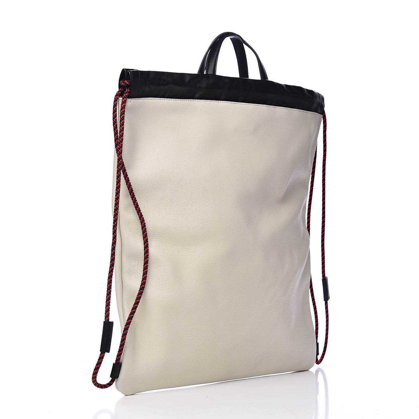 Calfskin Logo Drawstring Backpack Mystic White