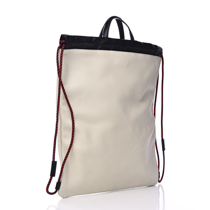 Gucci Calfskin Logo Drawstring Backpack Mystic White 4 of 11