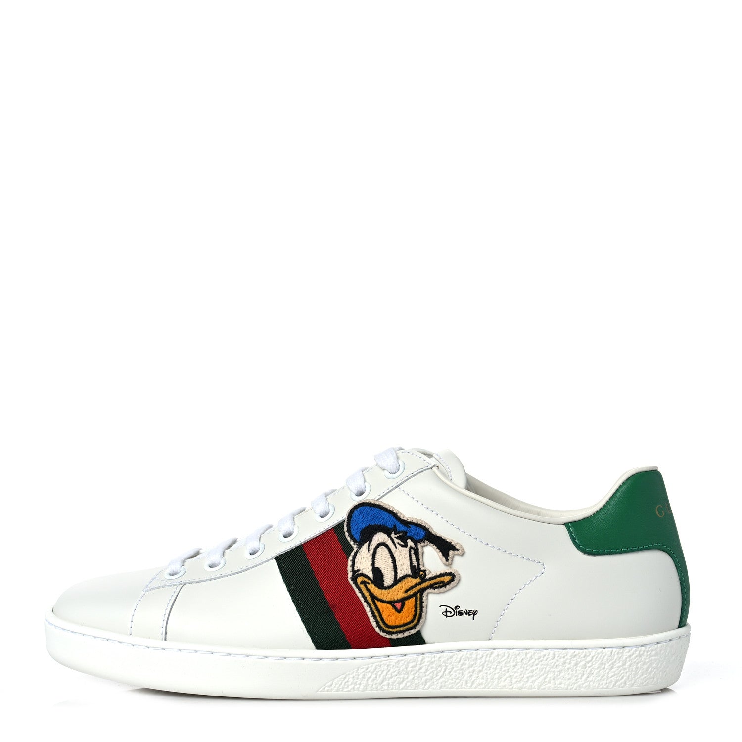 Gucci X DISNEY Calfskin Miro Soft Web Donald Duck Womens Ace Sneakers 38 White New Shamarock 1 of 11