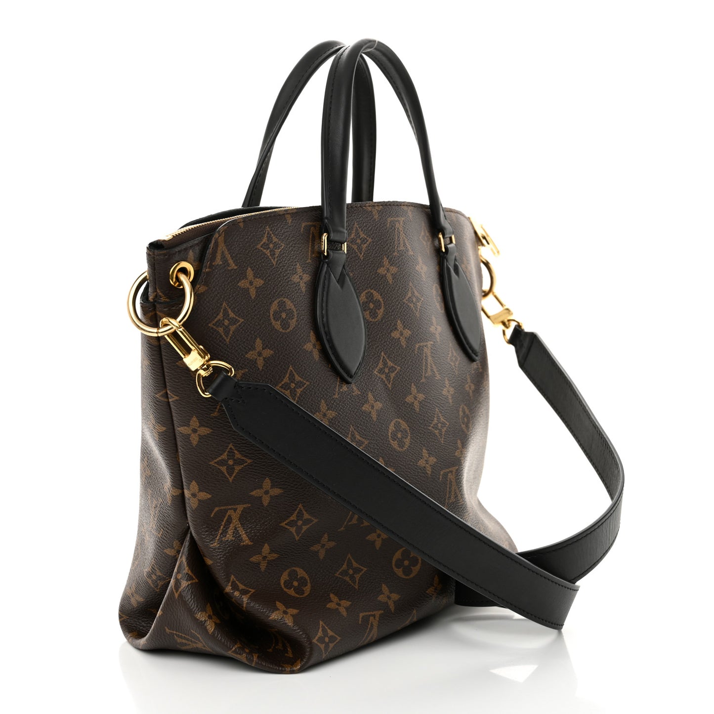 Monogram Flower Zipped Tote MM Black